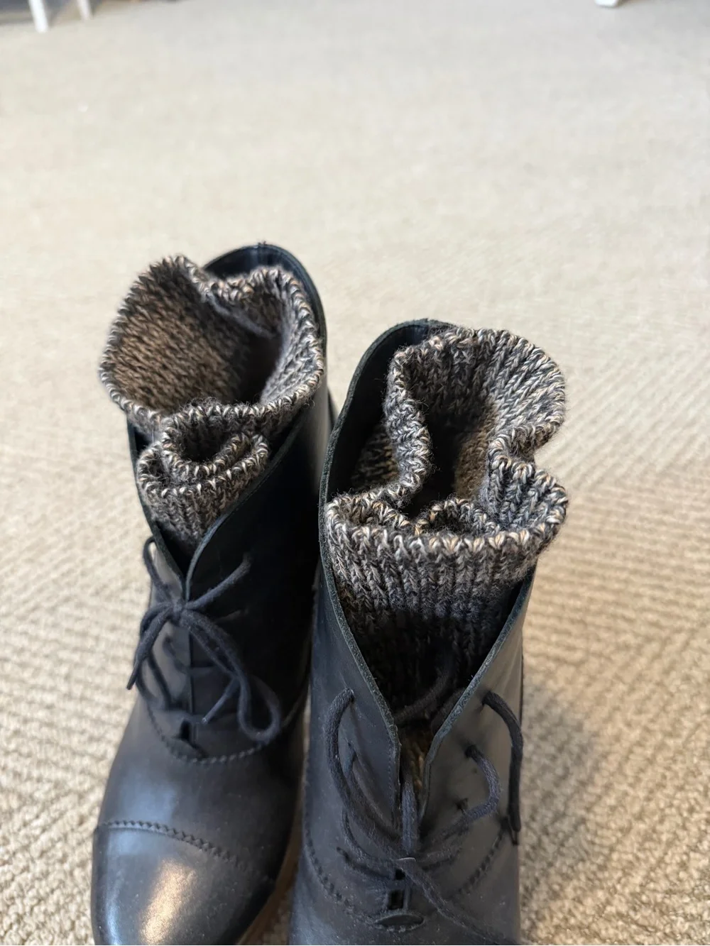 Chloe Black Leather Lace-Up Platform Ankle Boots size 38